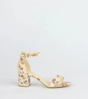 Chic Steps Floral Low Block Heels