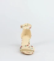 Chic Steps Floral Low Block Heels