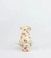 Chic Steps Floral Low Block Heels
