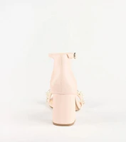 Chic Stride Rhinestone And Pearl Block Heels