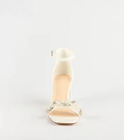 Chic Stride Rhinestone And Pearl Block Heels