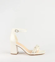 Chic Stride Rhinestone And Pearl Block Heels
