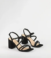 Chic Glimmer Rhinestone Strappy Block Heels
