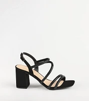 Chic Glimmer Rhinestone Strappy Block Heels