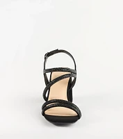 Chic Glimmer Rhinestone Strappy Block Heels