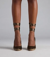 Lace Me Up Satin Stiletto Pumps