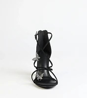 Whimsically Chic Butterfly Rhinestone Block Heels