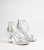 Whimsically Chic Butterfly Rhinestone Block Heels