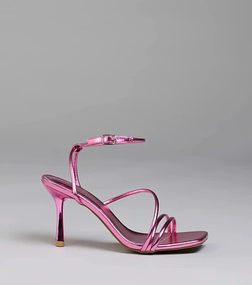 Edgy Elegance Metallic Strappy Stiletto Heels