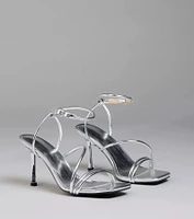 Edgy Elegance Metallic Strappy Stiletto Heels