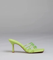 Alluring Strappy Stud Stiletto Mules