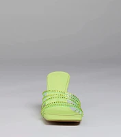 Alluring Strappy Stud Stiletto Mules