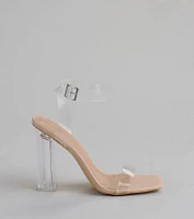 Clearly Chic Square Toe Block Heels