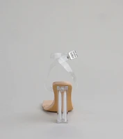 Clearly Chic Square Toe Block Heels