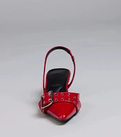 Sleek Trendy Buckle Strap Slingback Kitten Heels