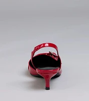 Sleek Trendy Buckle Strap Slingback Kitten Heels