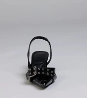Sleek Trendy Buckle Strap Slingback Kitten Heels