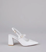 Point Made Buckle Strap Sling-Back Pumps