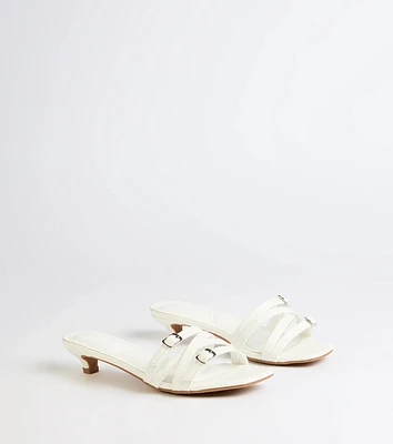 Trendy Steps Buckle Strap Kitten Heel Mules