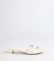 Trendy Steps Buckle Strap Kitten Heel Mules