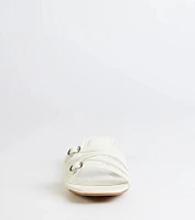 Trendy Steps Buckle Strap Kitten Heel Mules
