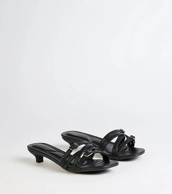Trendy Steps Buckle Strap Kitten Heel Mules