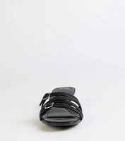 Trendy Steps Buckle Strap Kitten Heel Mules