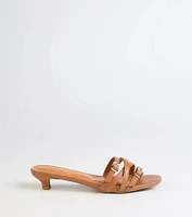 Trendy Steps Buckle Strap Kitten Heel Mules
