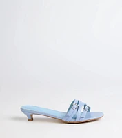 Trendy Steps Buckle Strap Kitten Heel Mules