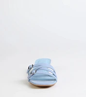 Trendy Steps Buckle Strap Kitten Heel Mules