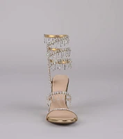 Keep It Gorgeous Rhinestone Spiral Block Heels