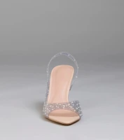 Clear Goals Rhinestone Pearl Slingback Pumps