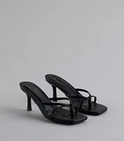 Out And About Strappy Thong Stiletto Mules