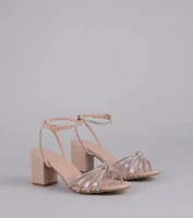 Sparkle Agenda Rhinestone Strappy Block Heels
