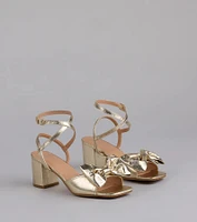 Sweeter Than Ever Metallic Bow Block Heels