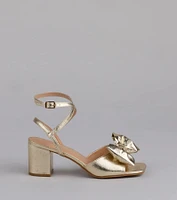 Sweeter Than Ever Metallic Bow Block Heels