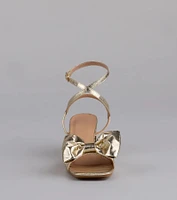 Sweeter Than Ever Metallic Bow Block Heels