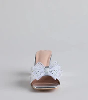 Sweet Glamour Rhinestone Bow Mules