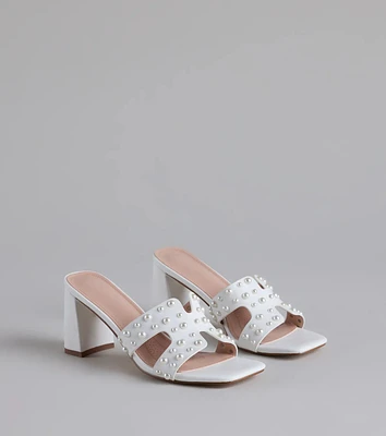 Playful Poise Pearl Block Heel Mules