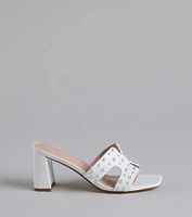 Playful Poise Pearl Block Heel Mules