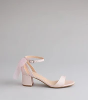 So Pretty Chiffon Bow Satin Block Heels