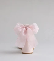 So Pretty Chiffon Bow Satin Block Heels