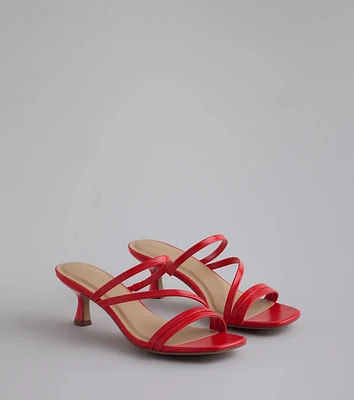 Cute Attitude Strappy Kitten Heel Mules