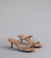 Cute Attitude Strappy Kitten Heel Mules