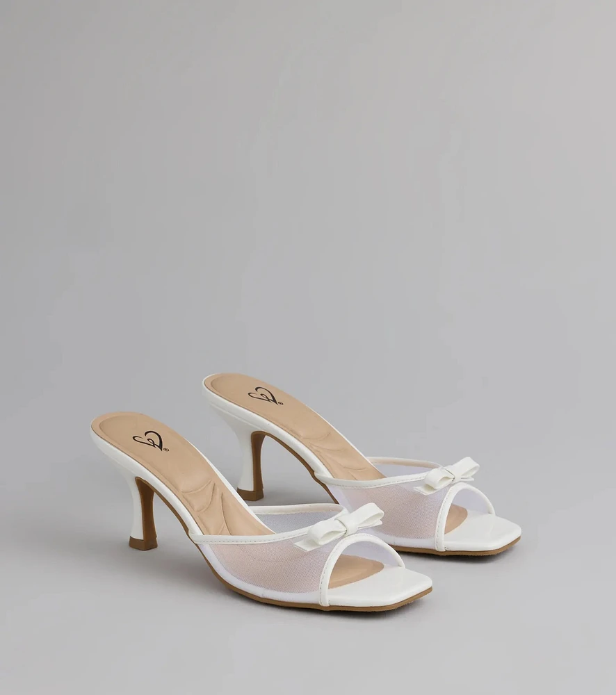 Soft Glam Mesh Bow Mules