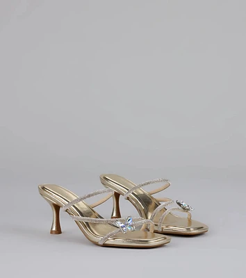 Butterfly Kisses Rhinestone Metallic Heels