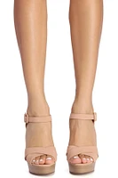 Criss Cross Stacked Platform Heels