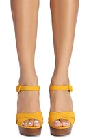 Criss Cross Stacked Platform Heels