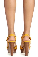Criss Cross Stacked Platform Heels