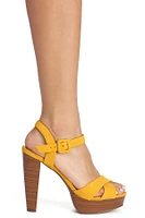 Criss Cross Stacked Platform Heels